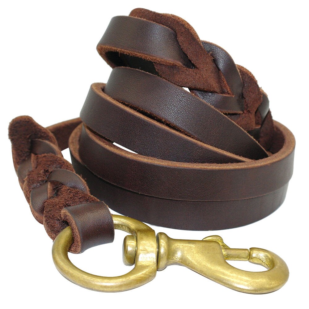 The first layer of leather dog leashes in the large dog chain demu training rope horse dog Golden Retriever dog rope