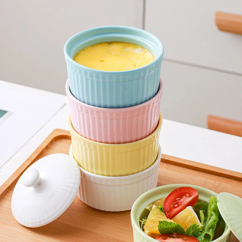 Nordic style ceramic baking bowl with lid - Minihomy