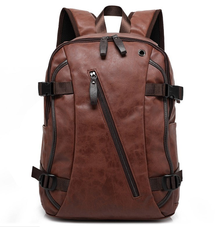 Men's Backpack Leather Middle School Bag Men's Bag
