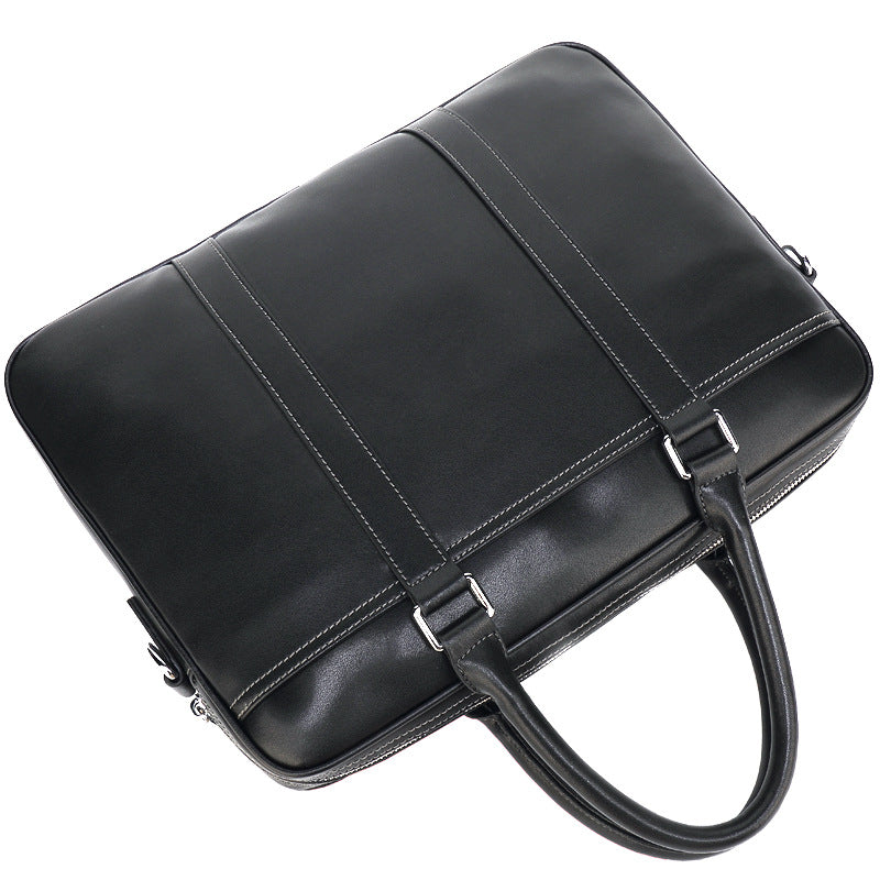 Men's leather portable briefcase file package - Minihomy