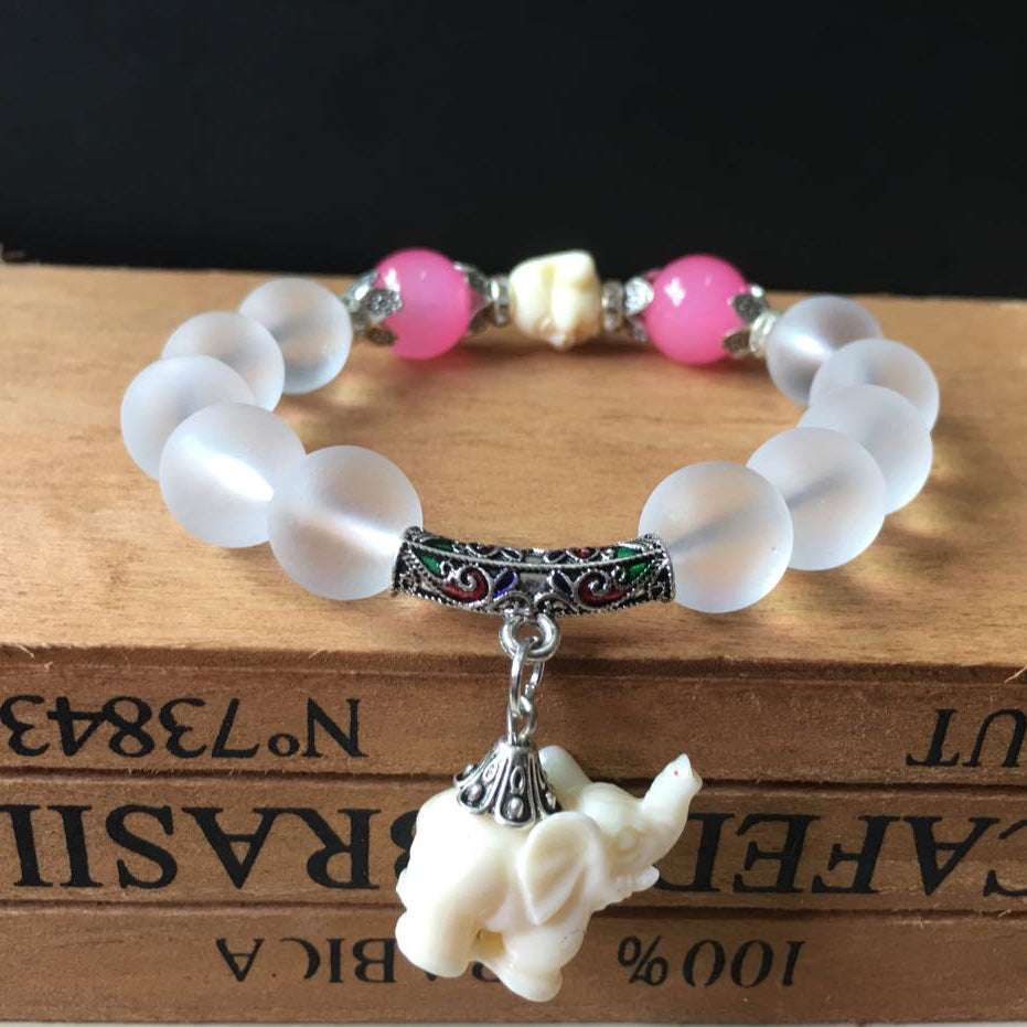 Crystal Elephant Charm Bracelet bead Cultural Bracelet Jewelry