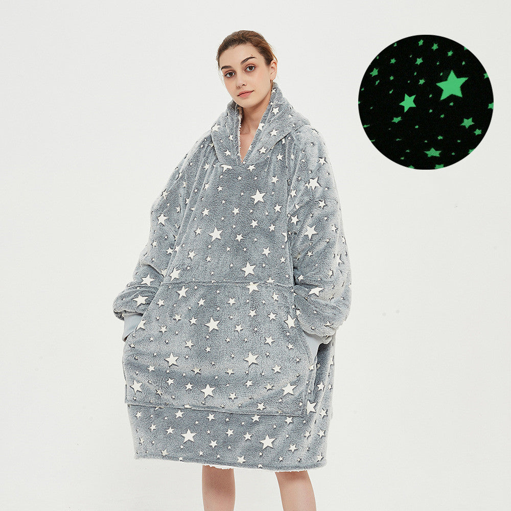 Glow In The Dark Stars Hoodie Blanket Oversized Sweatshirt Hooded Blankets