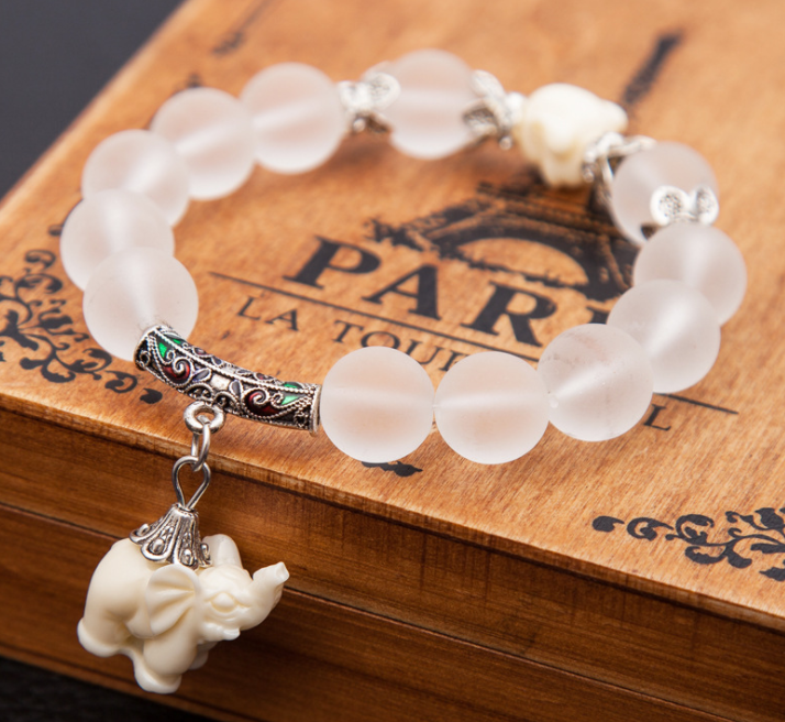 Crystal Elephant Charm Bracelet bead Cultural Bracelet Jewelry