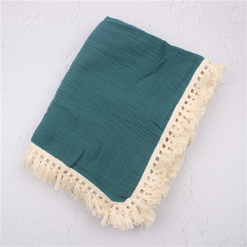 Baby Cotton Double Yarn Tassel Bath Towel