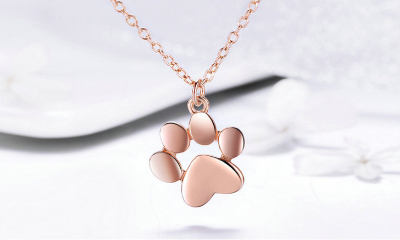 925 Silver Footprint Dog Cat Paw Print Foot Necklace - Minihomy