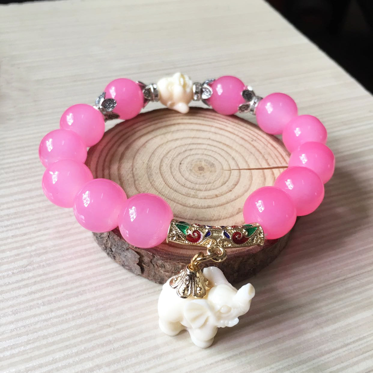 Crystal Elephant Charm Bracelet bead Cultural Bracelet Jewelry