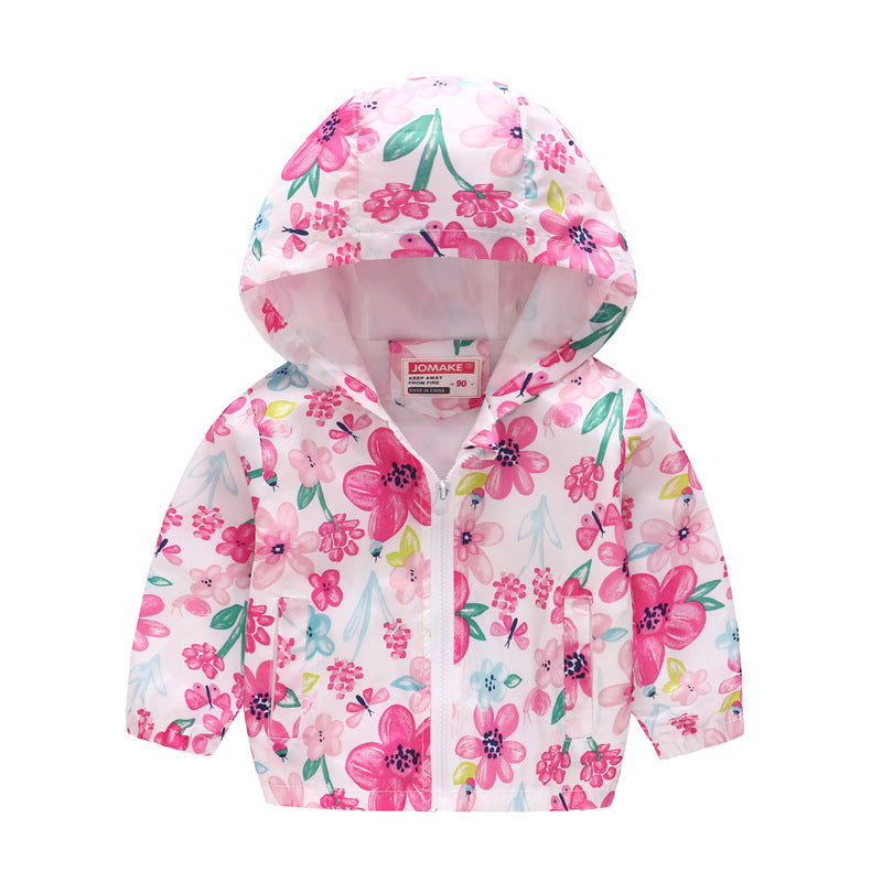 Hooded jacket with print pattern for kids