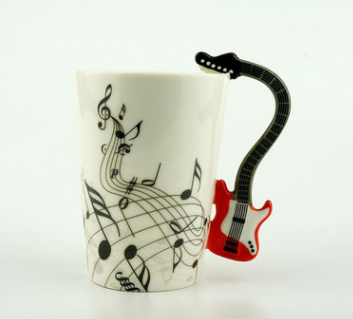 Creative Music Violin Style Guitar Ceramic Mug Coffee Tea Milk Stave Cups With Handle Coffee Mug Novelty Gifts - Minihomy