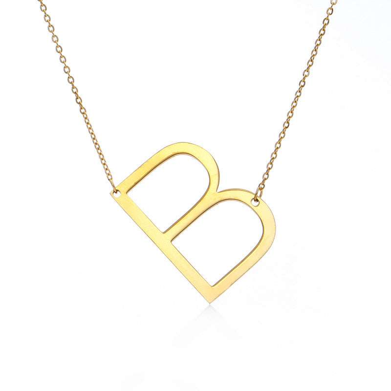 Fabulous Rose Gold Plated Stainless Steel Initial Letter Pendant Necklace - Minihomy