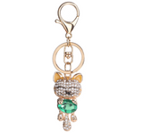 Enamel Lucky Cat Crystal Keychain Alloy Keyring For Women - Minihomy