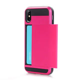 Slide Card Holder Protective PC + TPU Hybrid Back Phone Case