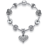 Silver Crystal Charm Bracelet for Women