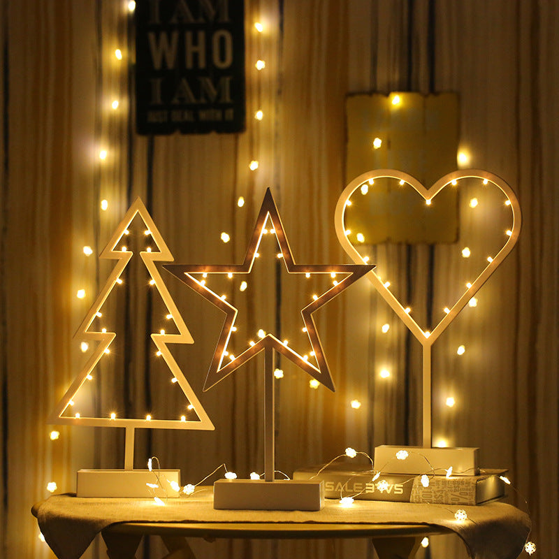 Modern Romantic Star Heart Christmas Tree LED Night Light