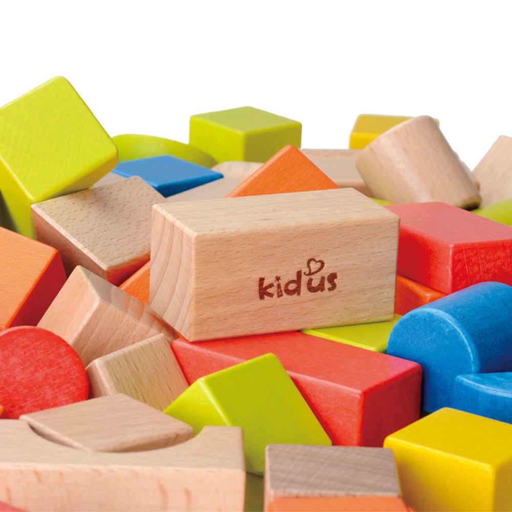 KIDUS 80 beech wooden building blocks - Minihomy