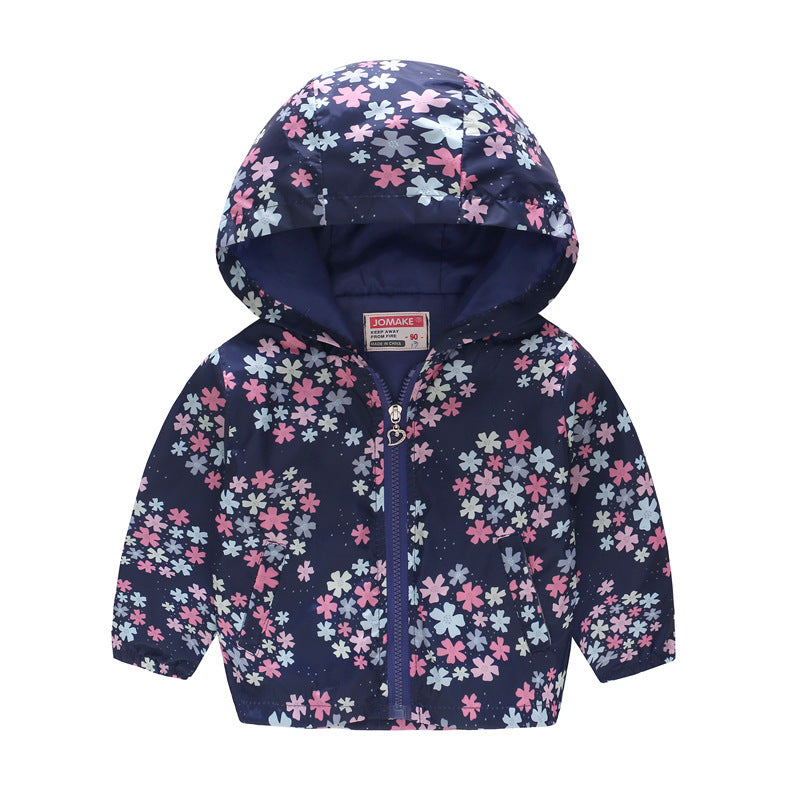 Hooded jacket with print pattern for kids