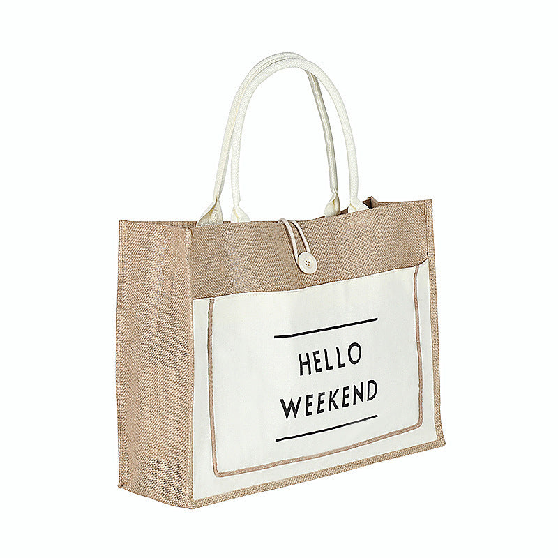 Jute button tote