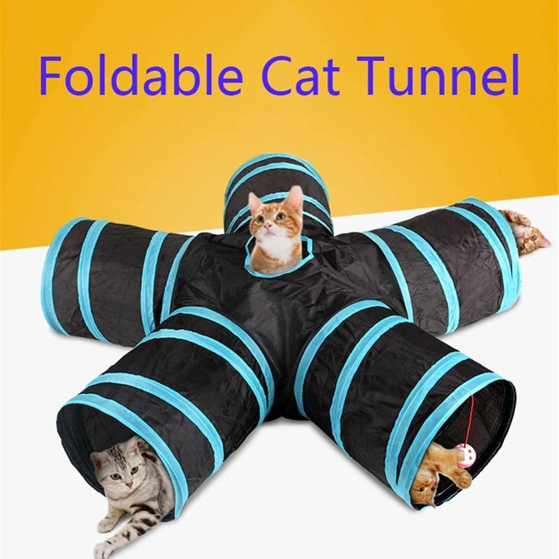 Foldable Pet Tunnel Multi-Channel Cat Dog Tent Indoor 2/3/4 5-Way - Minihomy