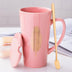 Large Capacity Ceramic Water Cup With Lid Spoon