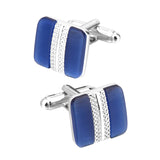 Metal Inlaid Blue Opal French Cufflinks Suit Business Simple