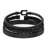 Titanium Steel Bracelet Set Male Personality Woven Open Bracelet