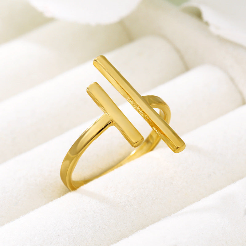 Parallel Bars Simple Ring Stainless Steel Ladies Ring