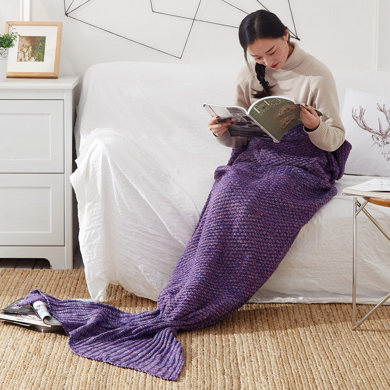 Mermaid Tail Blanket Knitted Crochet for Adult Childern Super Soft Sleeping Blankets