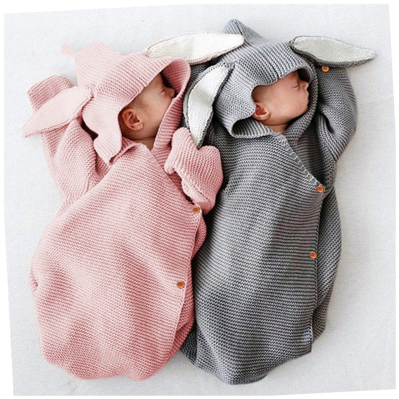 Baby Knitting Rabbit Sleeping Bags Hold Blanket - Minihomy