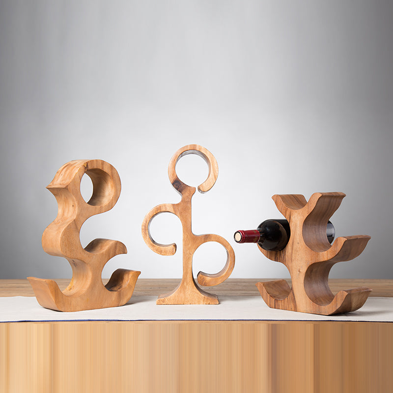 Handmade Solid Wood Creative Mango Wood Wine Rack Ornaments