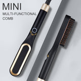 Mini Hair Straightener Brush Hot Comb Iron Ceramic