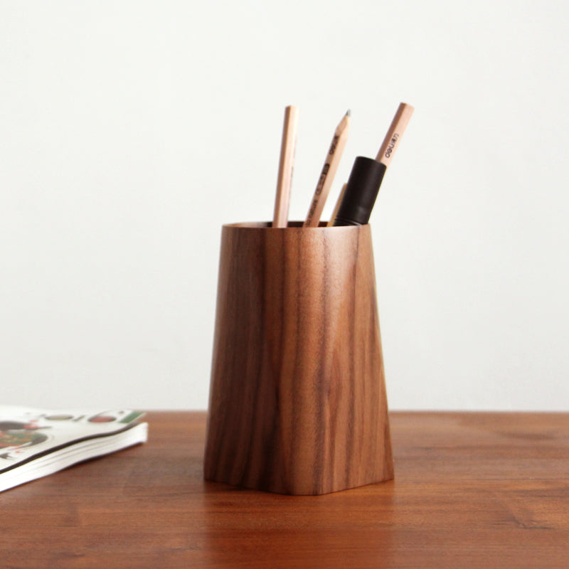 Solid Wood Pen Holder Black Walnut Whole Wood Stationery Pen Holder Tea Ceremony Accessories