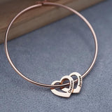 Stainless Steel Bangle Letter Personalized Bracelets with Hearts Customized Engraved Names Bracelets