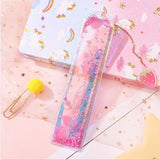 Quicksand Into The Oil Bookmark Ruler Cute Laser Girl Heart Ruler Creative Multifunctional Student Stationery Ruler