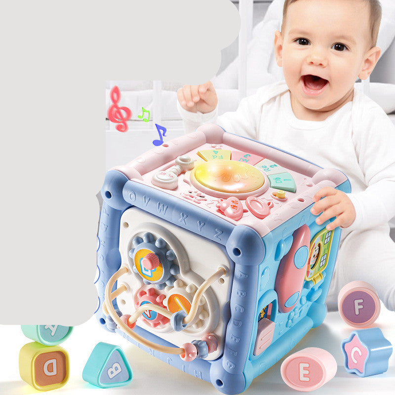 Baby Musical Box Toddler Funny Hand Drum Toy Baby Activity Cube Geometric Blocks - Minihomy