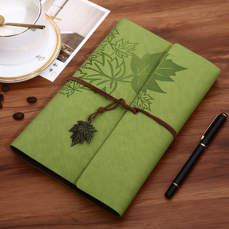 Strap Retro Hand Ledger Discoloration imitation leather Leaf Book