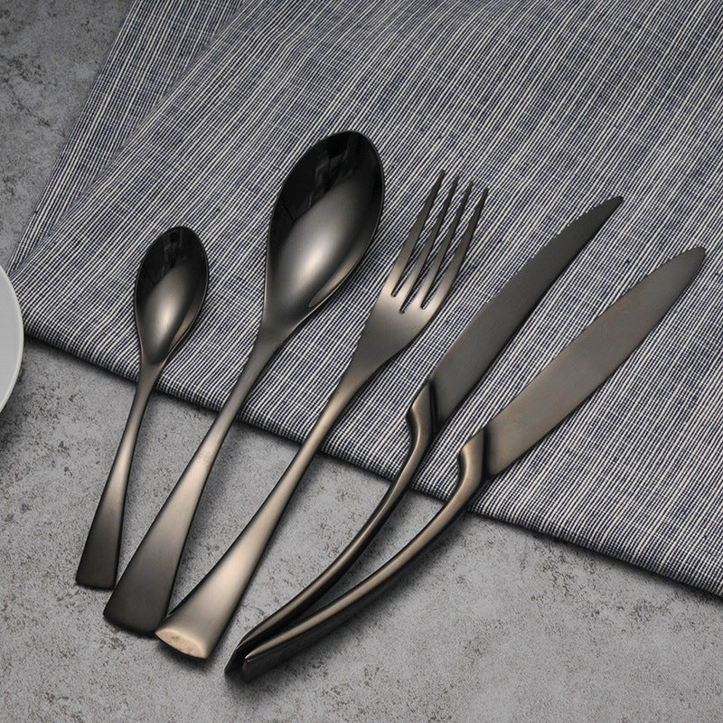 Cutlery Cutlery Stainless Steel Western Tableware Titanium Plated Black Gold - Minihomy