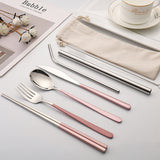 7-piece Set Of Creative Titanium-plated Environmentally Friendly Portable Tableware