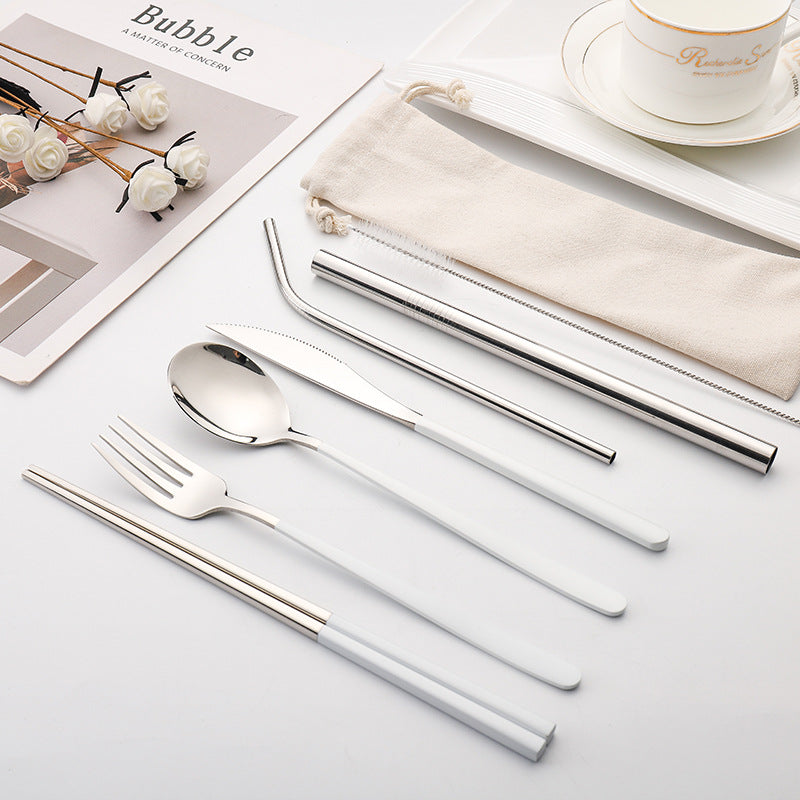 7-piece Set Of Creative Titanium-plated Environmentally Friendly Portable Tableware