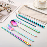 7-piece Set Of Creative Titanium-plated Environmentally Friendly Portable Tableware