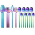 Rainbow Dinnerware Set Spoon Fork Knife Table Decor Cutlery Sets Kitchen Matte Gold tableware Set Desserts Soup Coffee Use