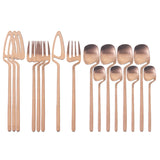 Rainbow Dinnerware Set Spoon Fork Knife Table Decor Cutlery Sets Kitchen Matte Gold tableware Set Desserts Soup Coffee Use