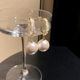 Korean Oversized White Pearl Drop earring - Minihomy