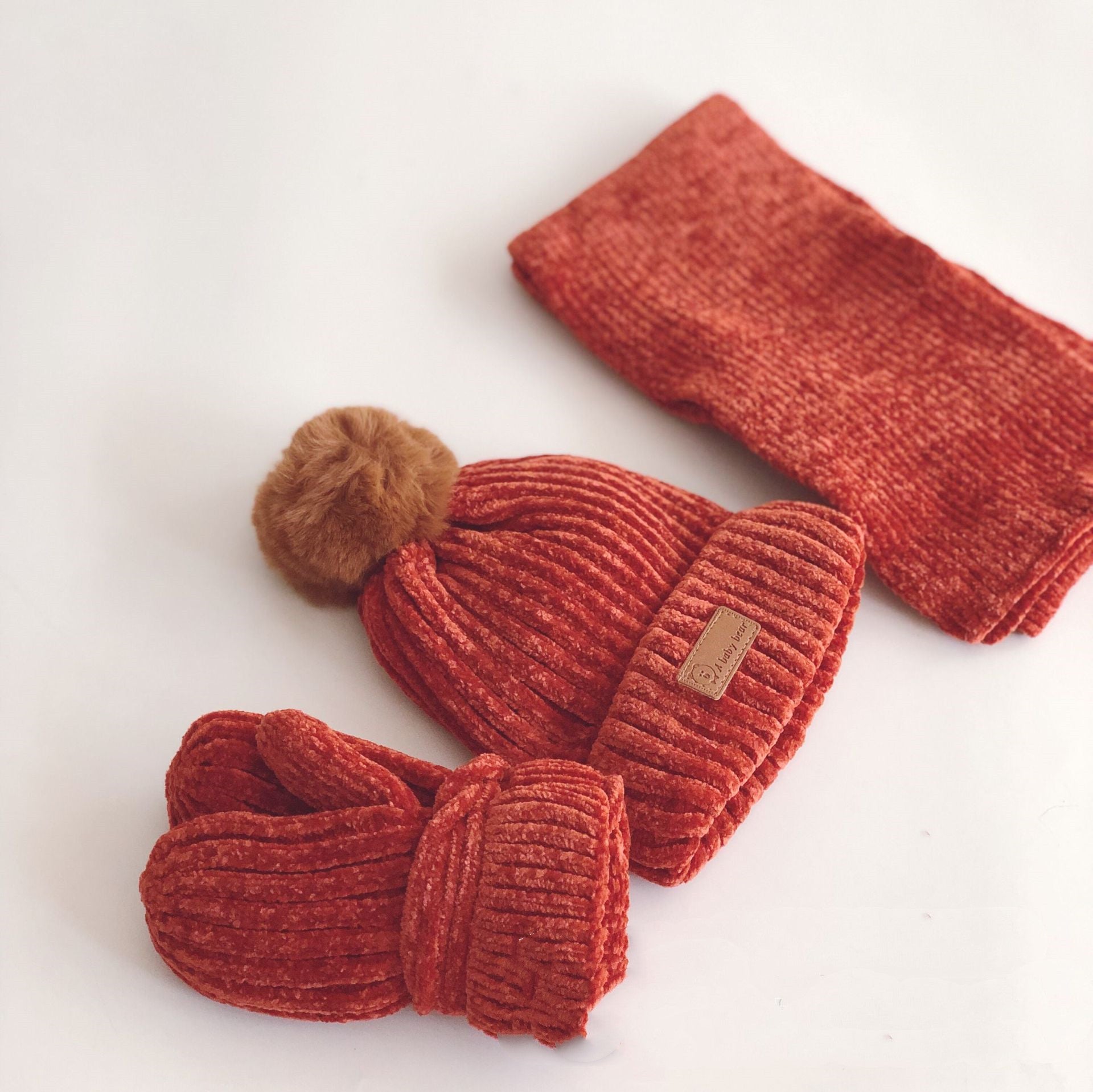 Children's Suit Knitted Hat Scarf Gloves Three-Piece Suit