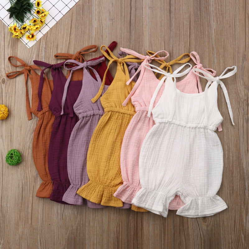 Newborn Toddler Baby Girls Sleeveless Solid Romper Jumpsuit Outfit