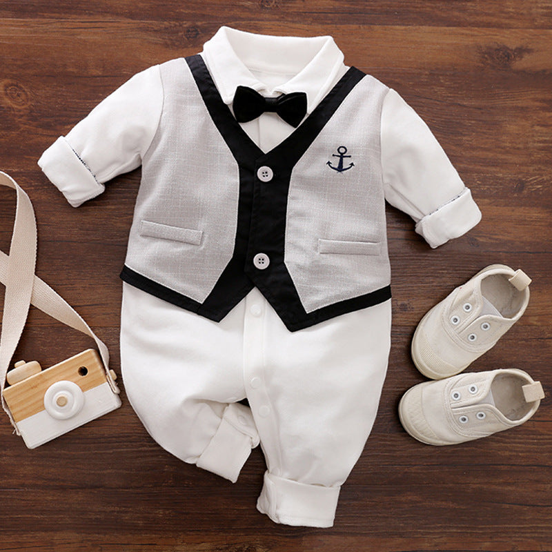 Baby Jumpsuit Spring And Autumn Gentleman Long-Sleeved Baby Clothes - Minihomy