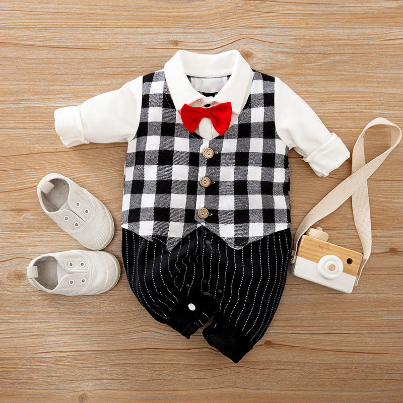 Baby Jumpsuit Spring And Autumn Gentleman Long-Sleeved Baby Clothes - Minihomy