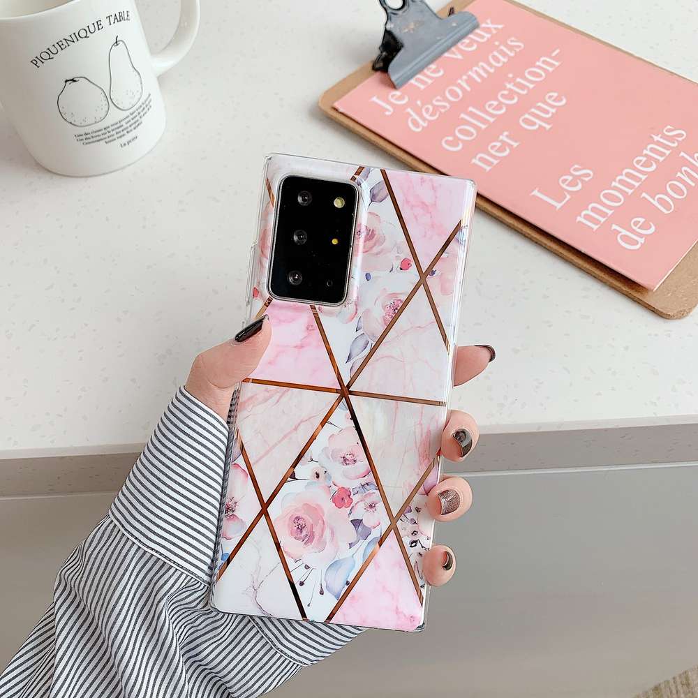 Marble Mosaic Rhombus Flower Silicone Phone Case - Minihomy