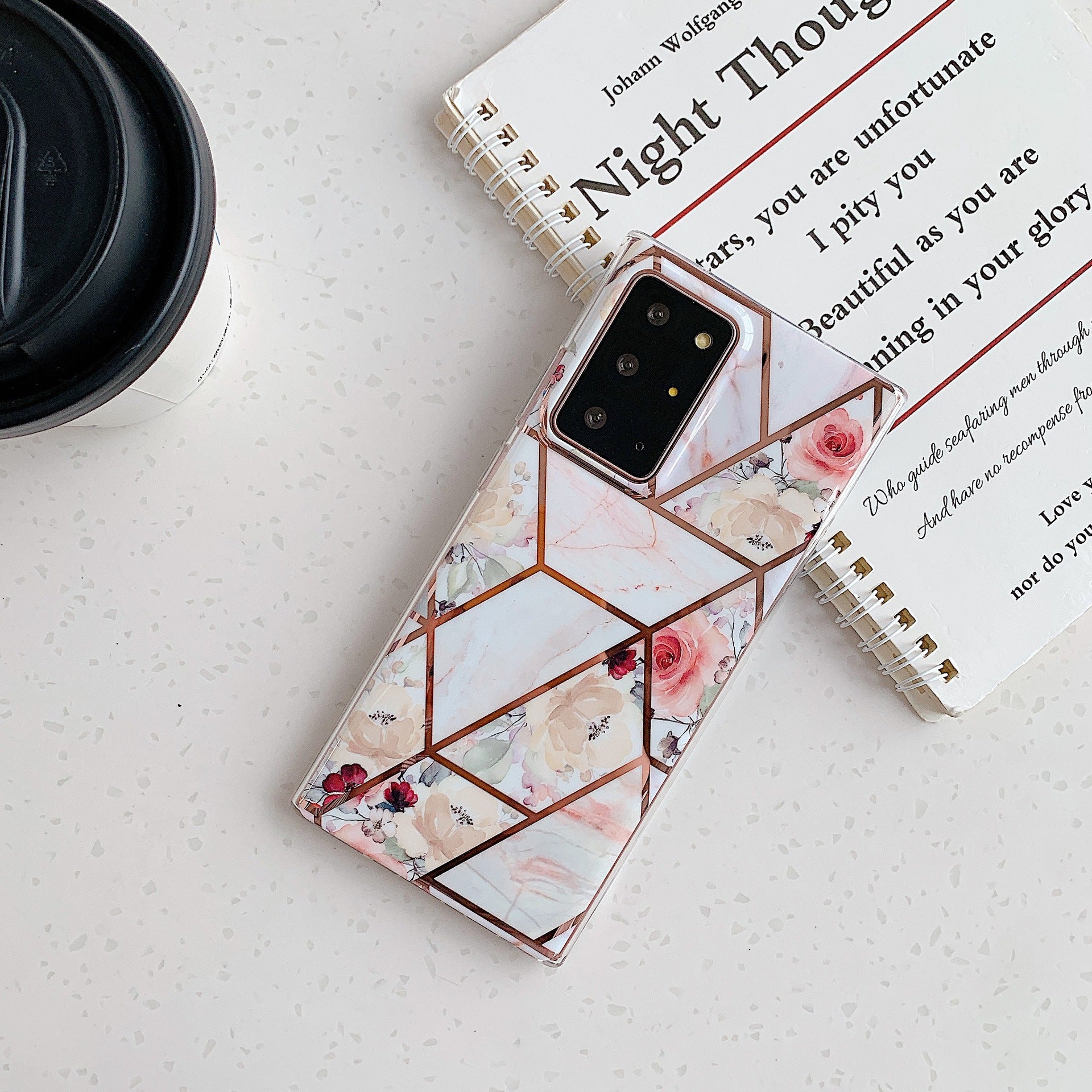 Marble Mosaic Rhombus Flower Silicone Phone Case