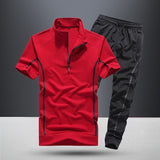 Spring And Summer Stand Collar Short Sleeve Casual Running Suit Men