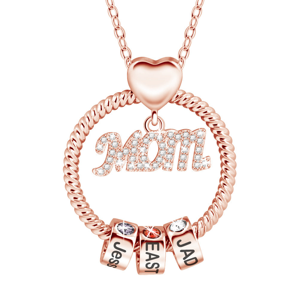 Mothers Day Gift custom Name Necklaces 12 Color Birthday Stone Necklace with Carved - Minihomy