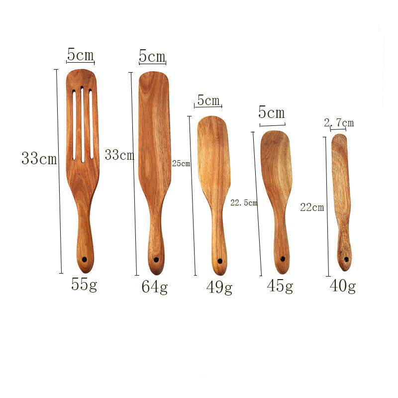 Acacia Teak Spatula Cooking kitchen Utensil Set Wooden Spurtles - Minihomy